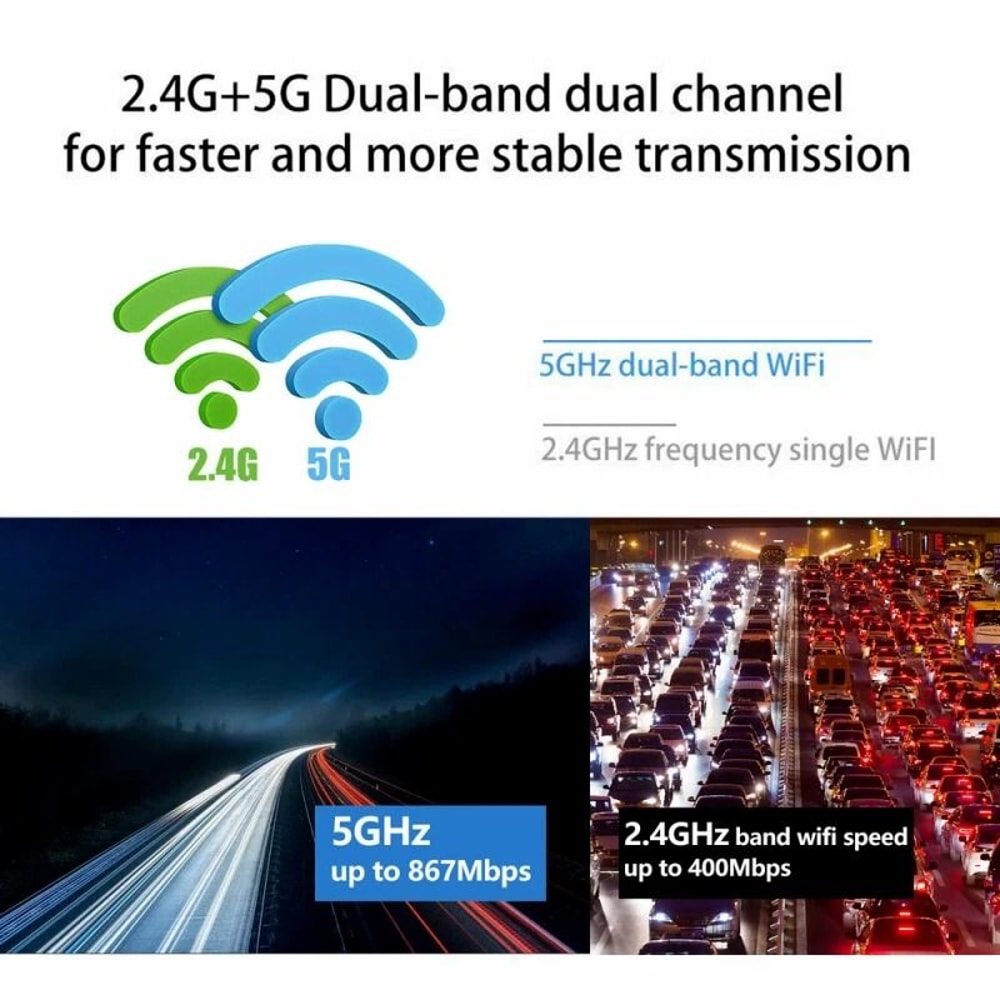 USB Wireless WiFi Adapter Dongle Dual Band USB For Desktop Laptop PC HighSpeed Internet Connection 1