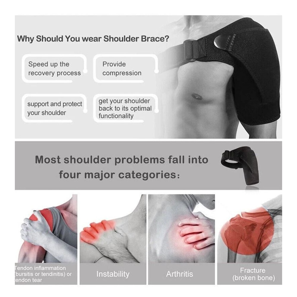 Shoulder Brace Compression Sleeve For Torn Rotator Cuff AC Joint Pain Relief Adjustable Support F 9
