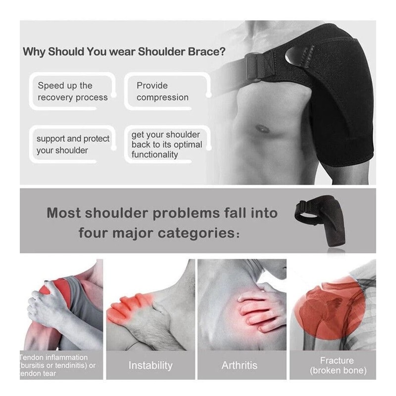 Shoulder Brace Compression Sleeve For Torn Rotator Cuff AC Joint Pain Relief Adjustable Support F 9