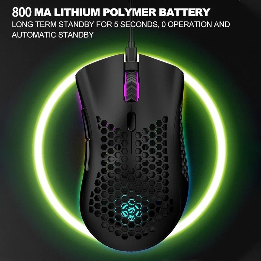 Wireless Gaming Mouse LED Backlit Rechargeable Optical Cordless PC Mouse Adjustable DPI 3