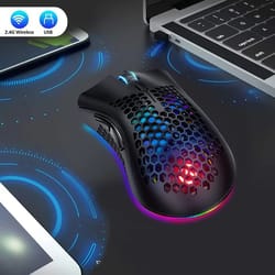 wireless gaming mouse, led backlit, rechargeable, optical, cordless pc mouse, adjustable dpi