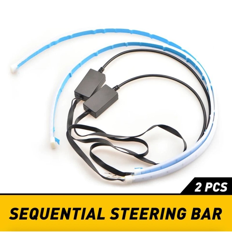 Slim Amber Sequential LED DRL Turn Signal Strips For Headlights 4