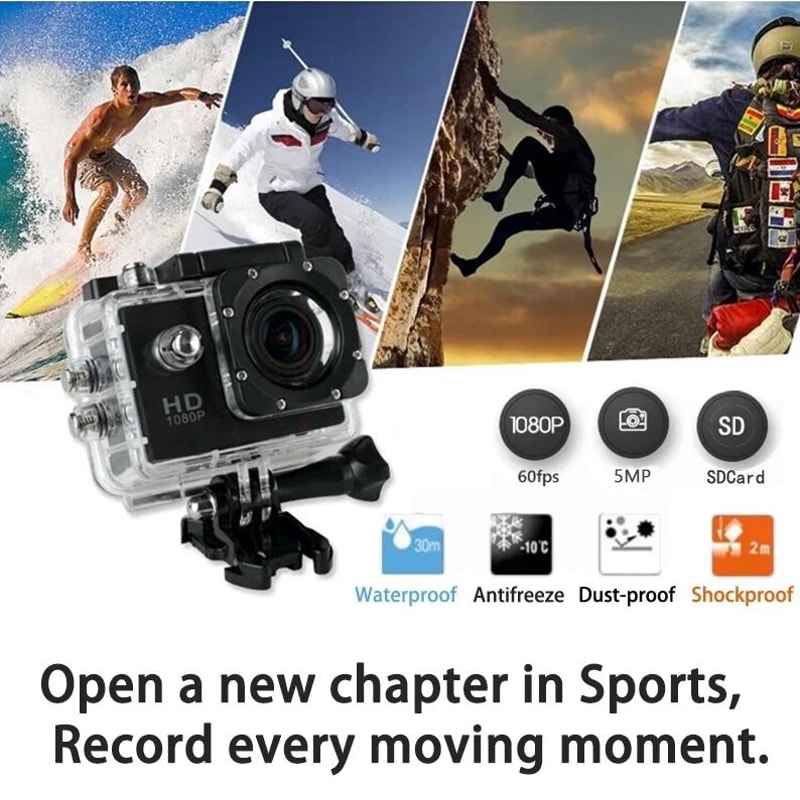 HD Action Sports Camera Waterproof Camcorder With WideAngle Lens 7