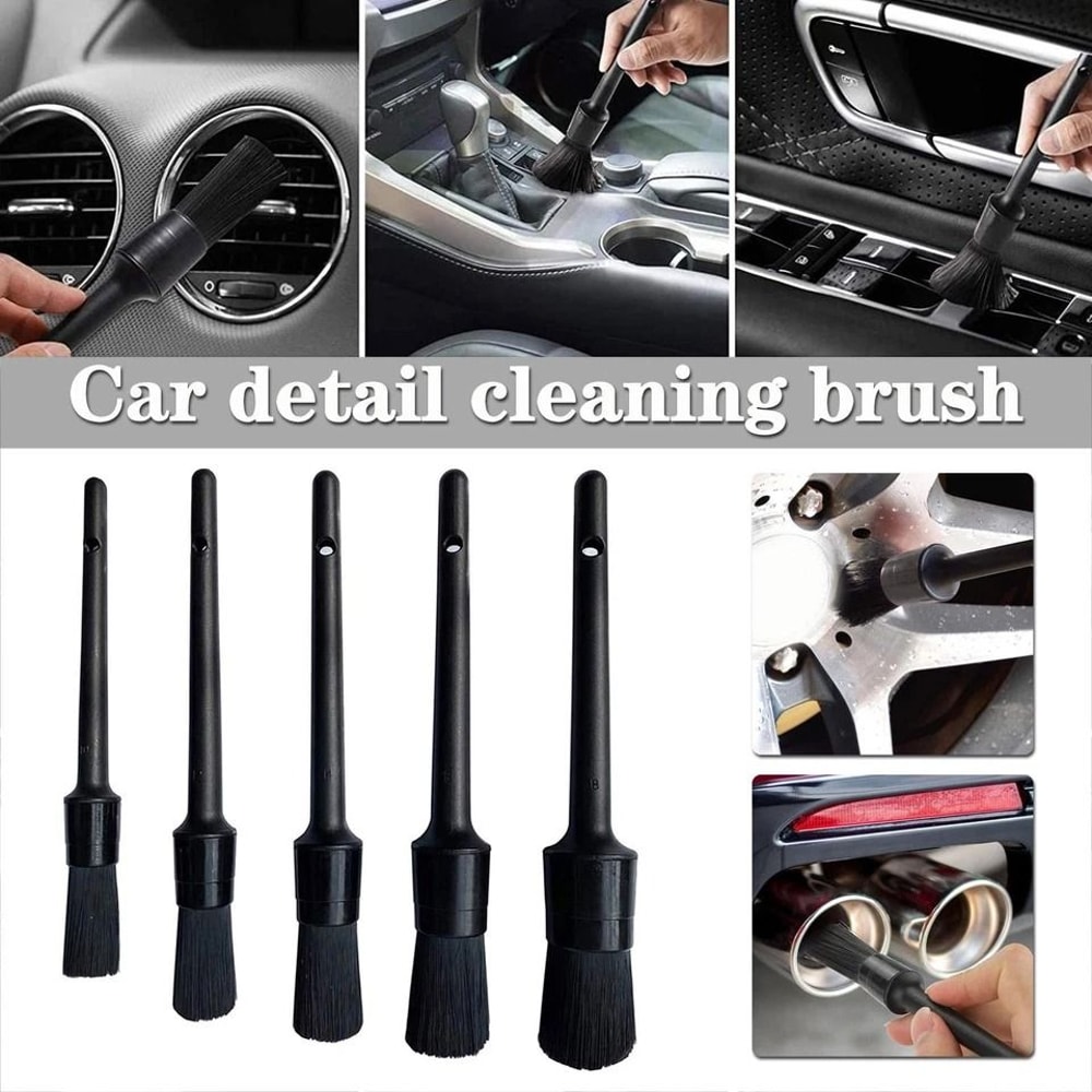 Boar Hair Car Detailing Brush Kit Premium Auto Interior Wheel Cleaner Set 1