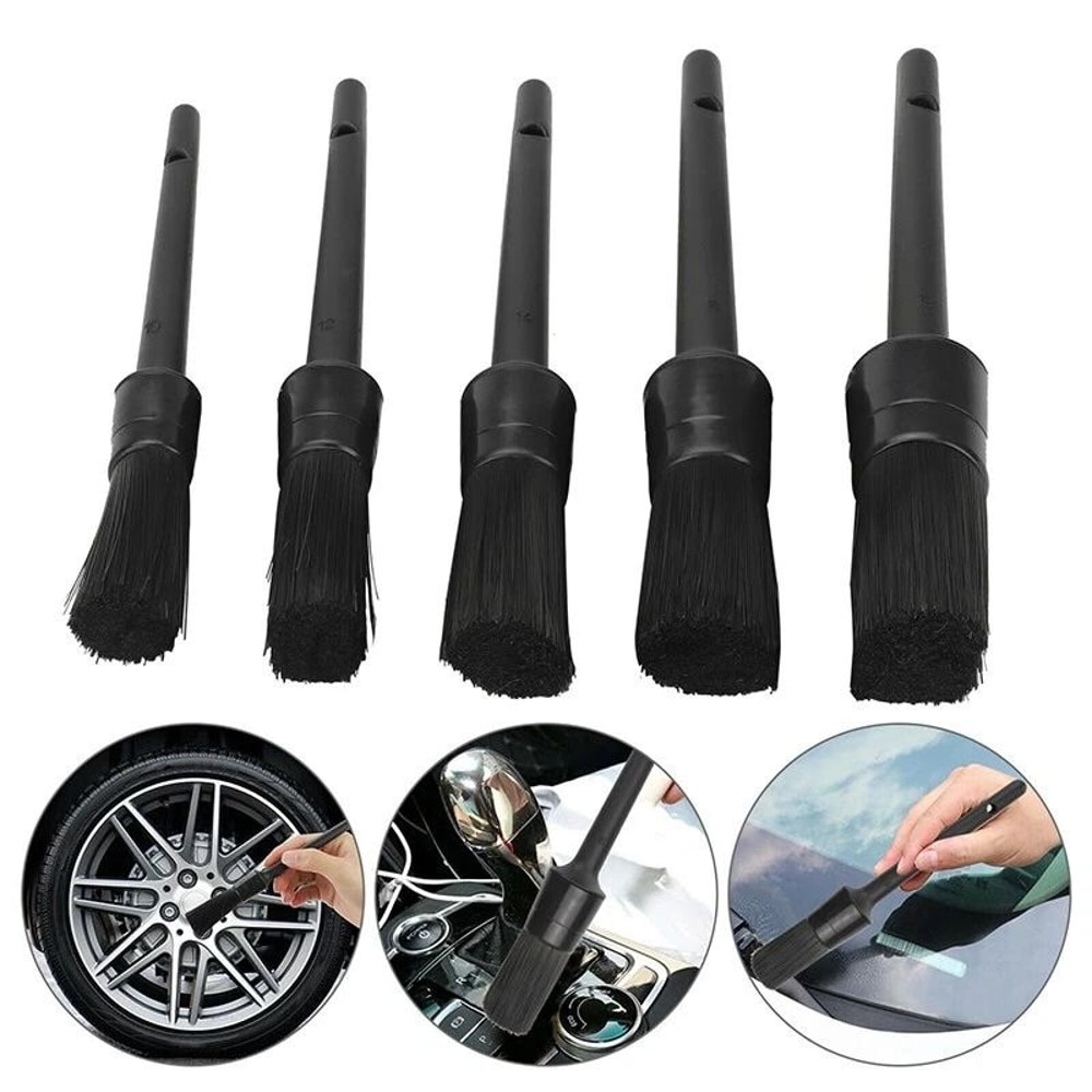 Boar Hair Car Detailing Brush Kit Premium Auto Interior Wheel Cleaner Set 2
