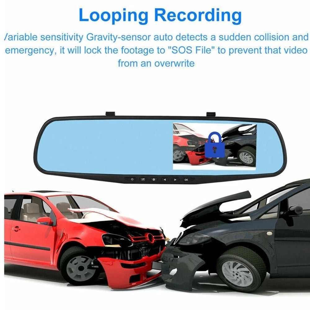HD Dual Dash Cam Car DVR Rearview Mirror With Front Rear Video Recorder 8