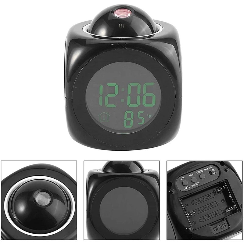 Smart Projection Alarm Clock With LED Display Voice Weather And USB Charging 4