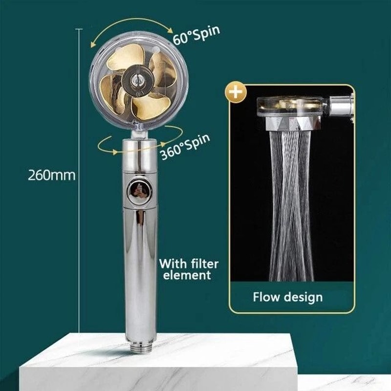 HighPressure Adjustable Turbine Shower Head For Water Saving Powerful Spray 2