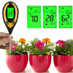 digital soil tester for ph, moisture, temperature & sunlight accurate plant care meter for gardeners and farmers