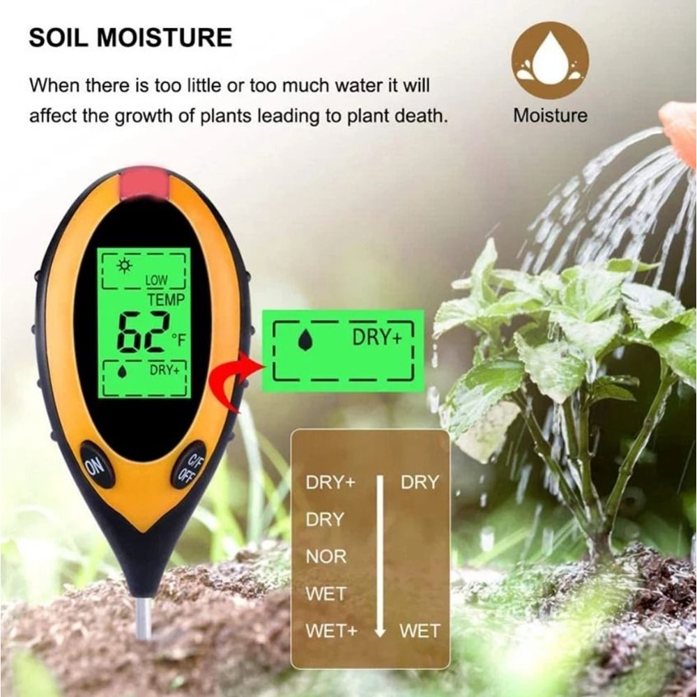 Digital Soil Tester For PH Moisture Temperature Sunlight Accurate Plant Care Meter For Gardeners A 7