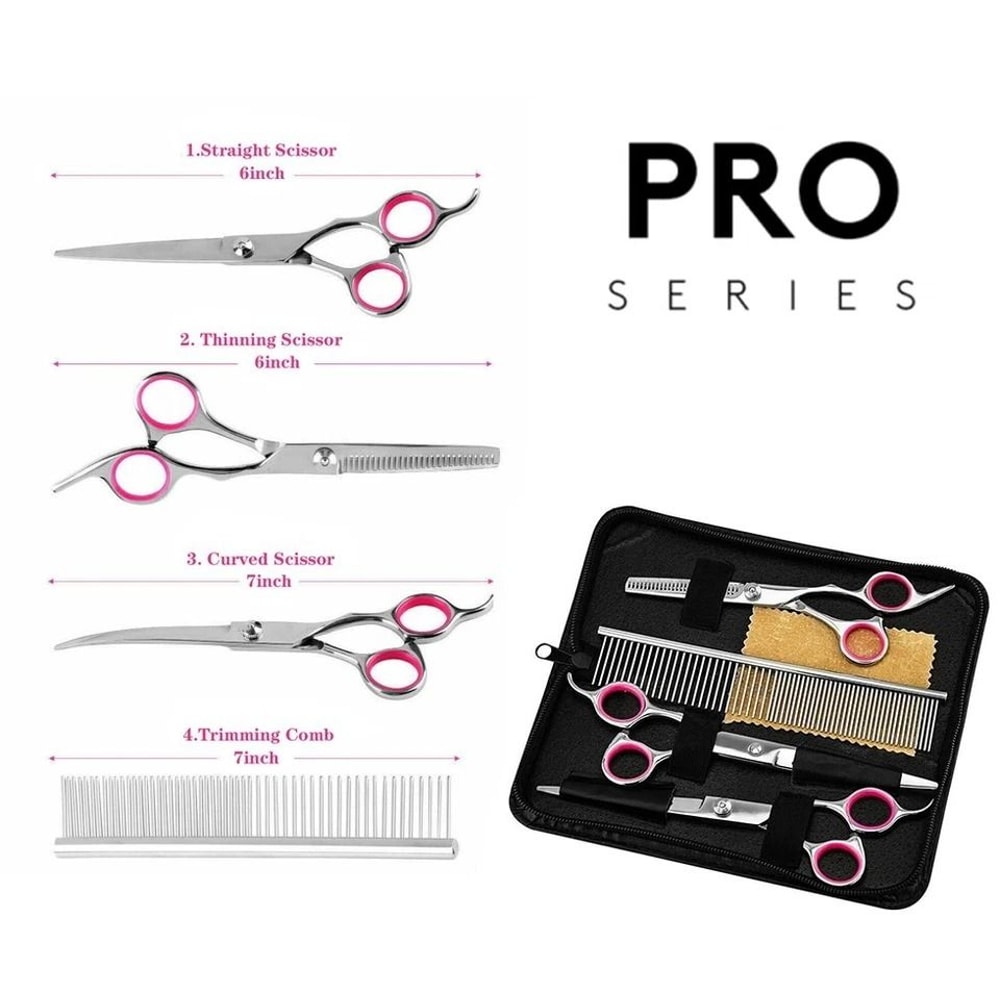 Premium Pet Grooming Scissors Set Stainless Steel Curved Straight And Thinning Shears For Dogs And 1