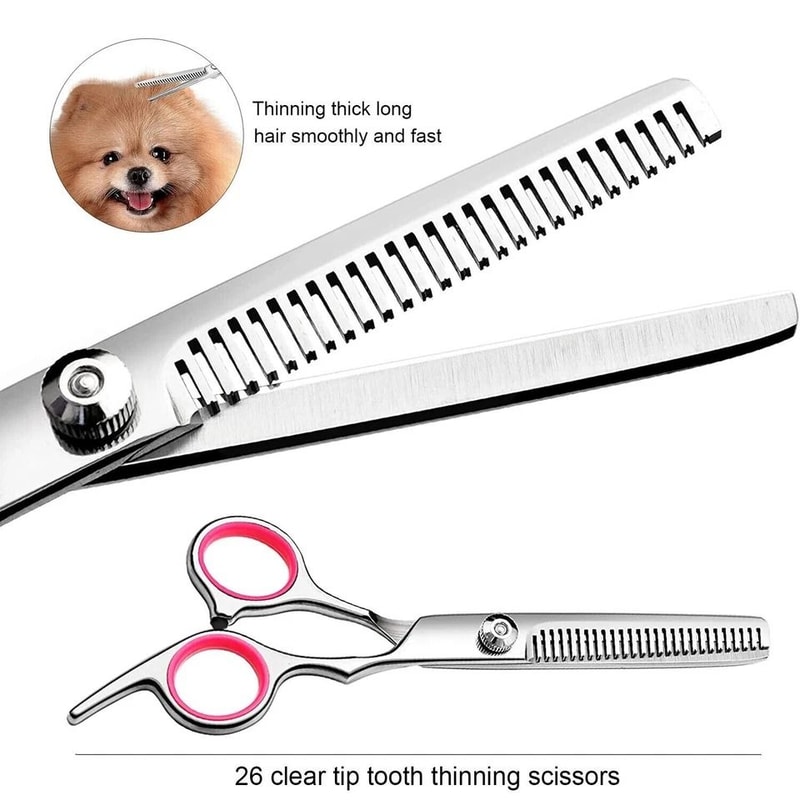 Premium Pet Grooming Scissors Set Stainless Steel Curved Straight And Thinning Shears For Dogs And 4