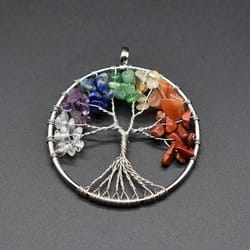 tree of life chakra pendant necklace natural healing gemstone crystal
