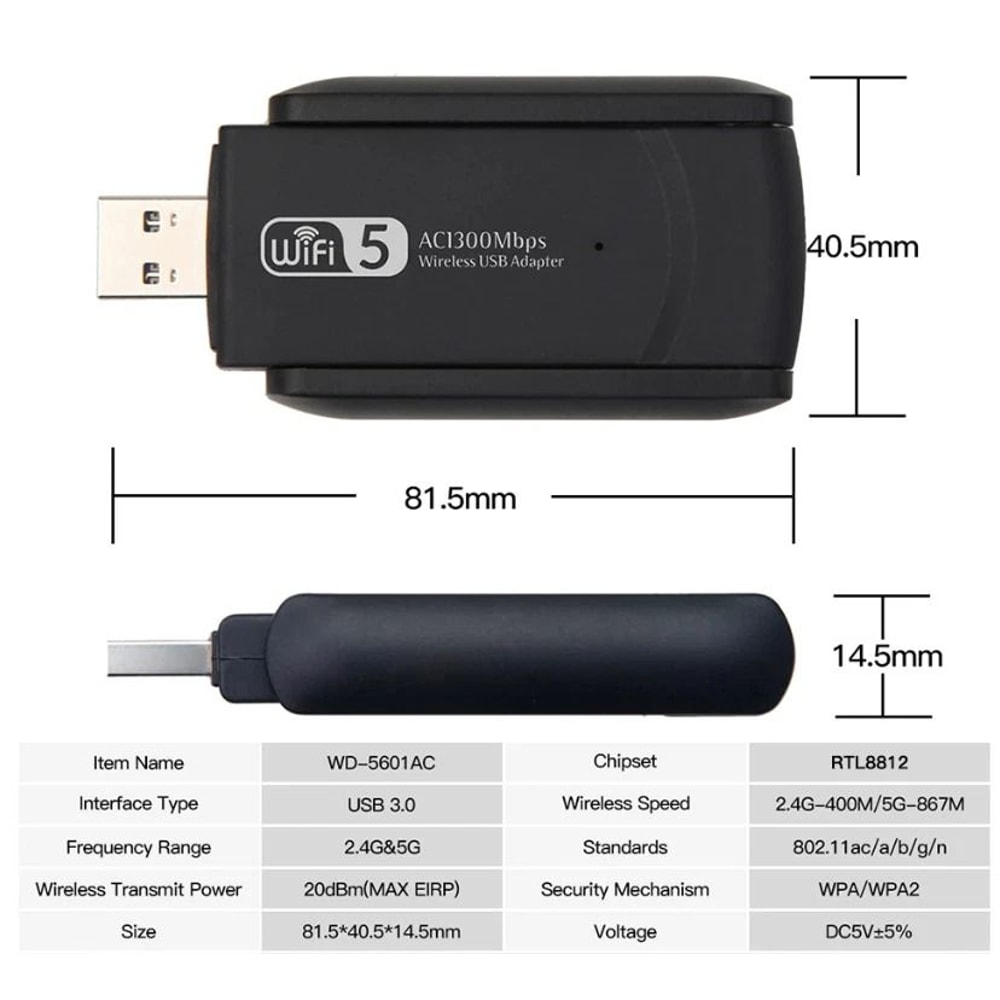 WiFi Adapter Long Range Dual Band GHz Wireless USB 4