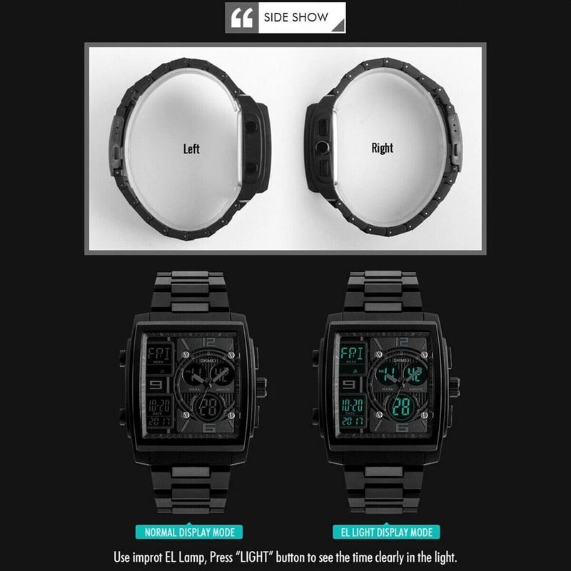 Military Sports Chronograph Waterproof Analog Digital Watch For Men 4