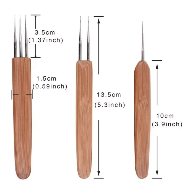 Bamboo Handle Crochet Needle Set For Dreadlock Hair Braiding Durable DIY Tool 13