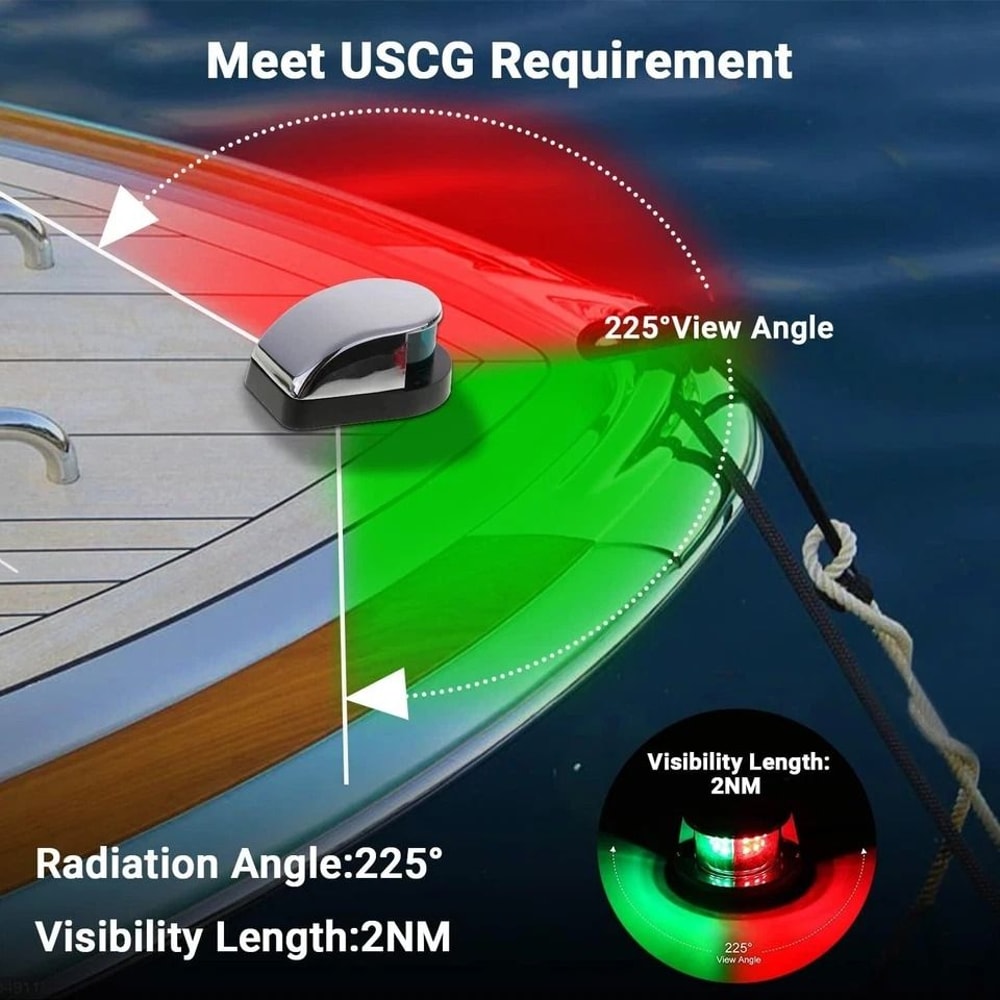 Waterproof LED Boat Navigation Light Red Green Marine Bow Lamp For Pontoon And Fishing Boats 2