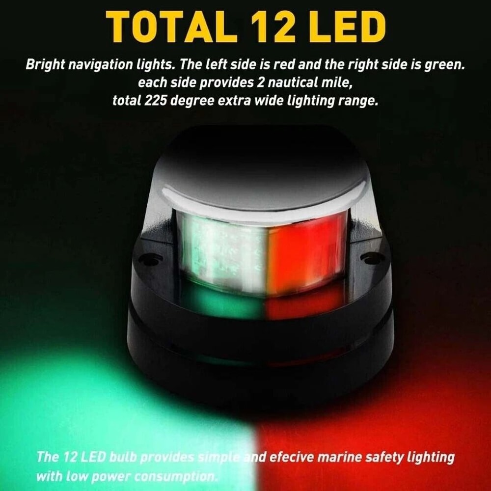 Waterproof LED Boat Navigation Light Red Green Marine Bow Lamp For Pontoon And Fishing Boats 13