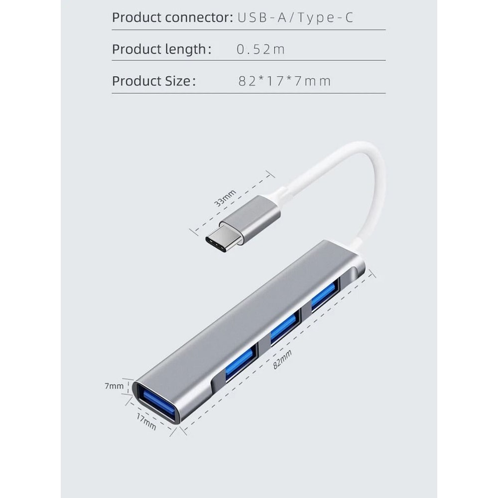 USBC To USB Hub Splitter 4 Port Adapter For MacBook Pro PC IPad 0
