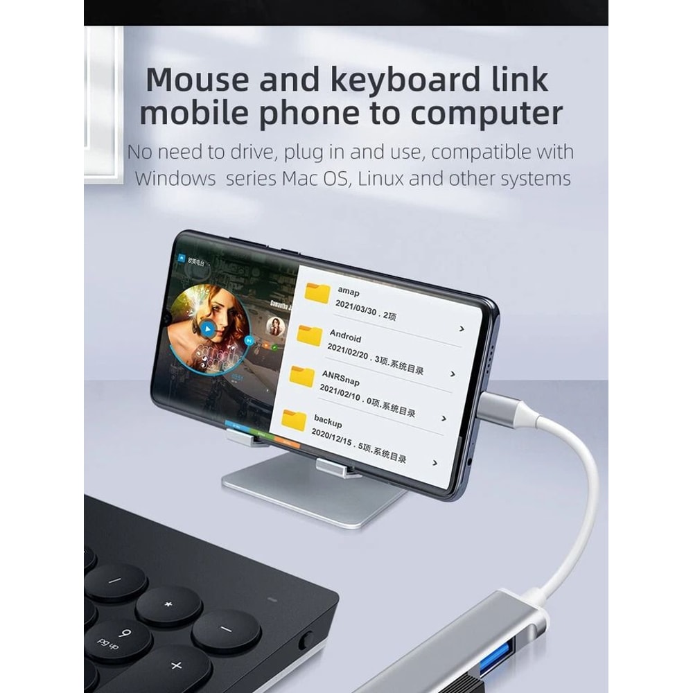 USBC To USB Hub Splitter 4 Port Adapter For MacBook Pro PC IPad 3