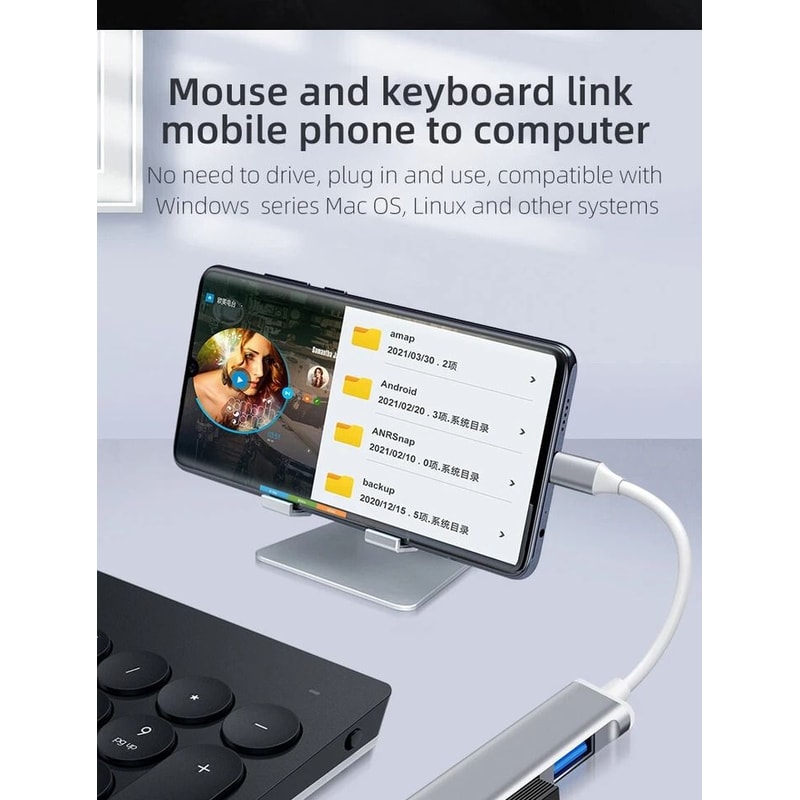 USBC To USB Hub Splitter 4 Port Adapter For MacBook Pro PC IPad 3