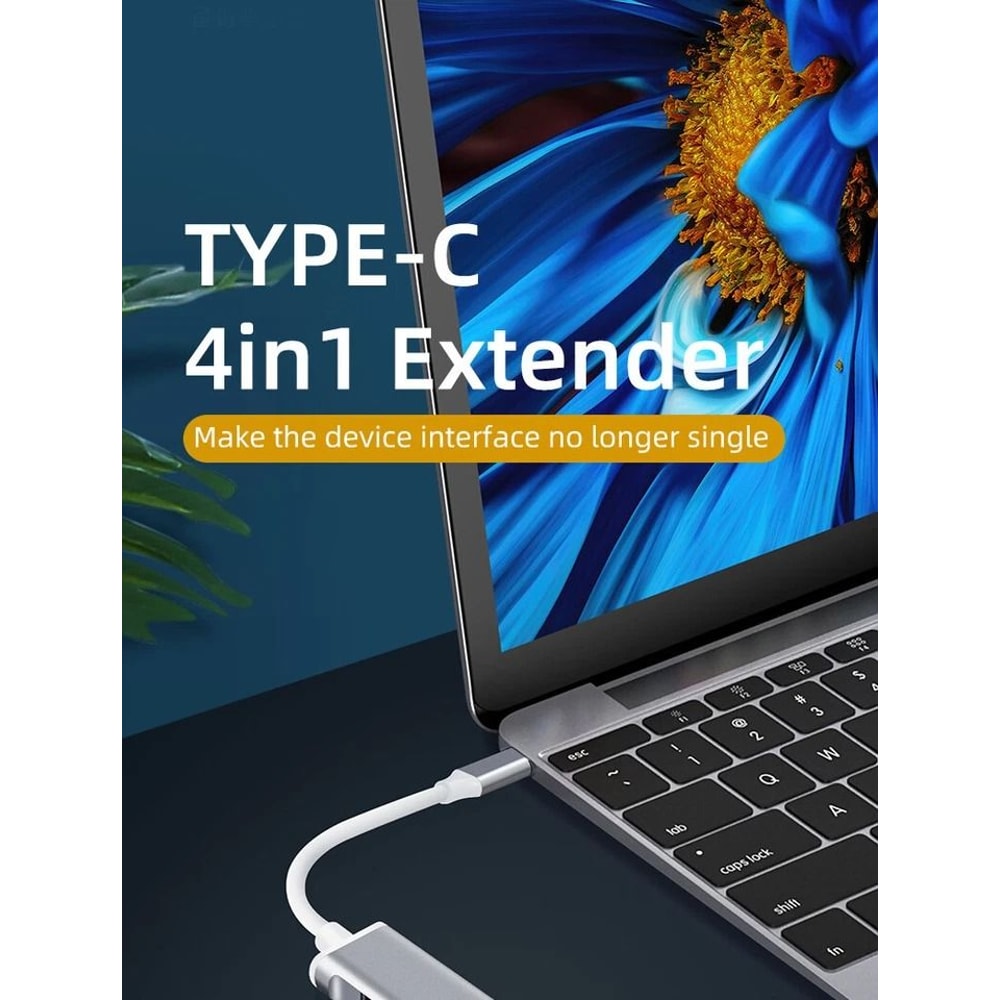 USBC To USB Hub Splitter 4 Port Adapter For MacBook Pro PC IPad 6