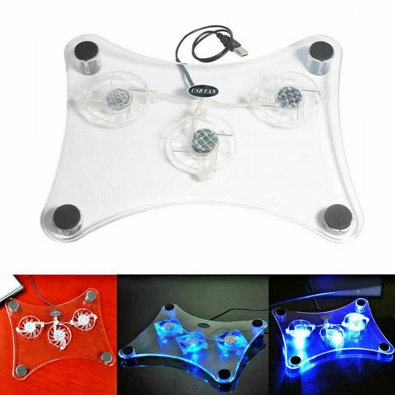 Fan USB Laptop Cooling Pad With LED Light Stand For PC Notebook 6