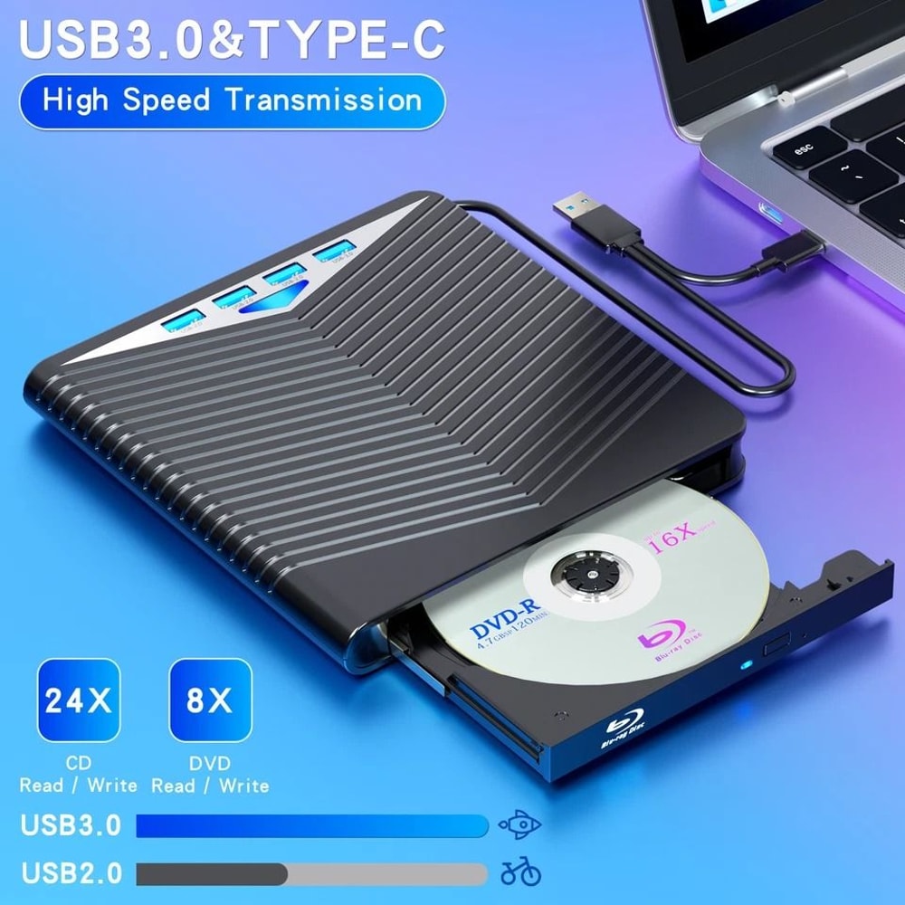 Portable External CDDVD Drive With USB Burner For PC Laptop 1