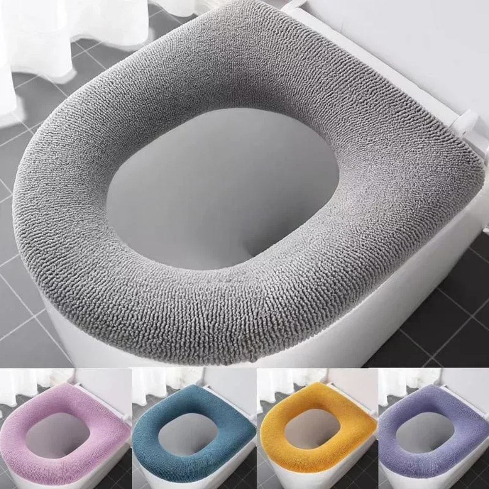 Winter Warm Toilet Seat Cover Soft Washable OShape Bidet Bathroom Mat 0