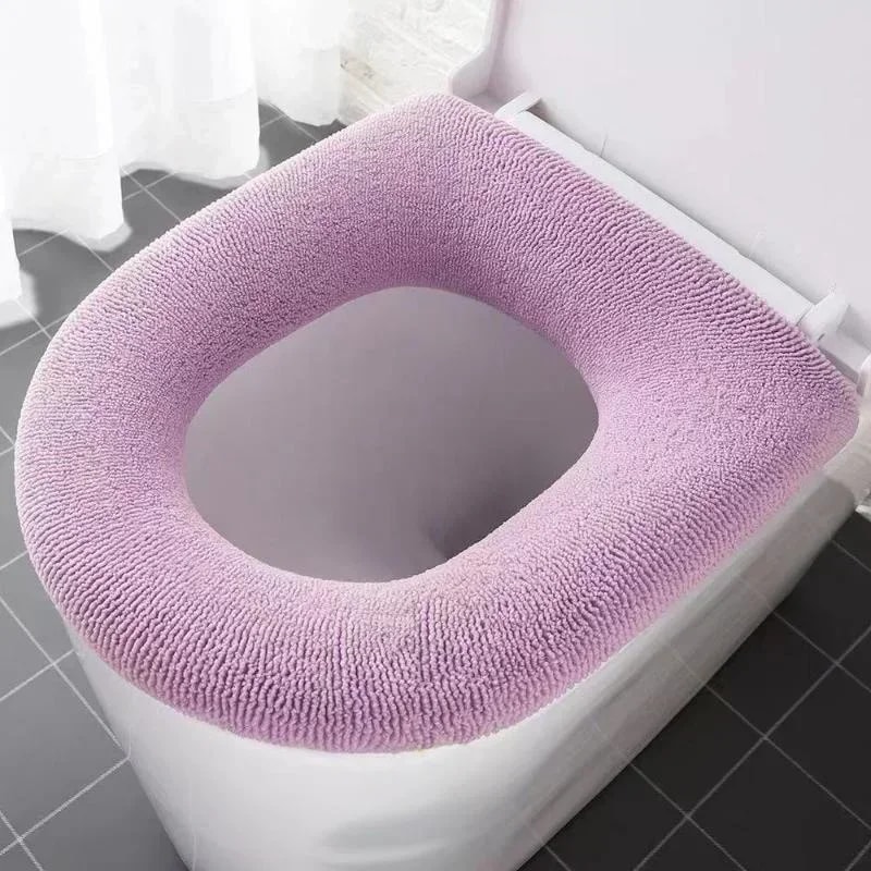 Winter Warm Toilet Seat Cover Soft Washable OShape Bidet Bathroom Mat 6