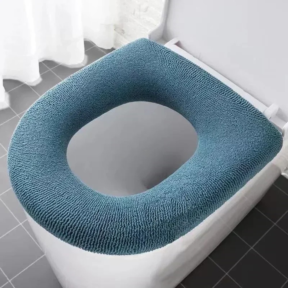 Winter Warm Toilet Seat Cover Soft Washable OShape Bidet Bathroom Mat 7