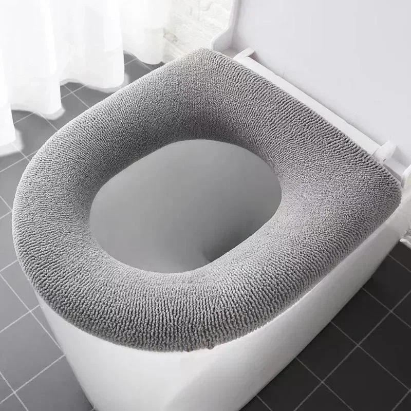 Winter Warm Toilet Seat Cover Soft Washable OShape Bidet Bathroom Mat 9