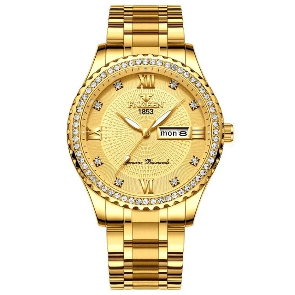 Luxury Gold Mens Watch Waterproof Stainless Steel Quartz Analog Watch Classic Business Dress Timepi 1