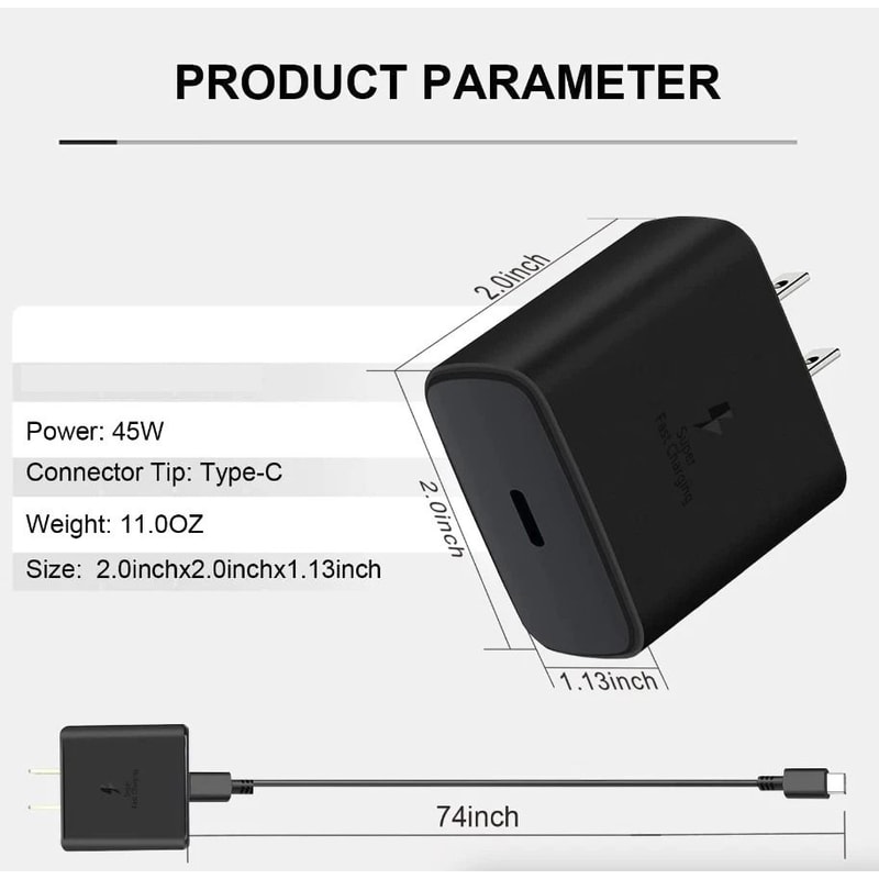 USBC Super Fast Wall Charger With Cable For Samsung Galaxy 2