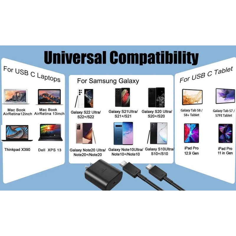 USBC Super Fast Wall Charger With Cable For Samsung Galaxy 9