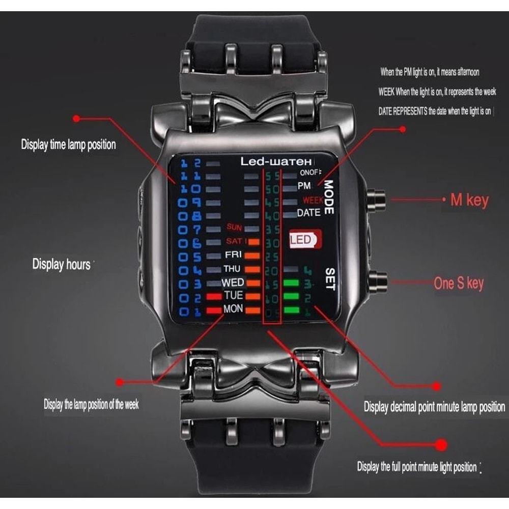 Luxury Mens LED Sports Date Digital Quartz Wristwatch Waterproof Bracelet Watch 1