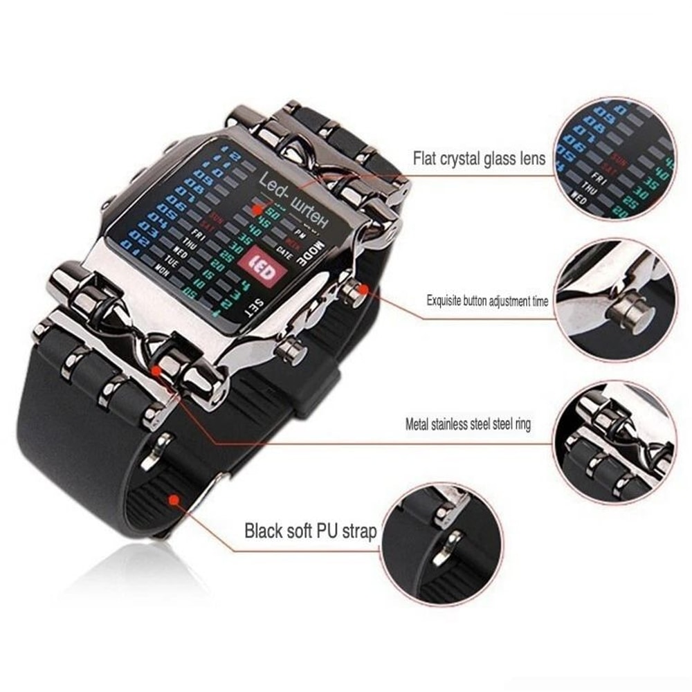 Luxury Mens LED Sports Date Digital Quartz Wristwatch Waterproof Bracelet Watch 10