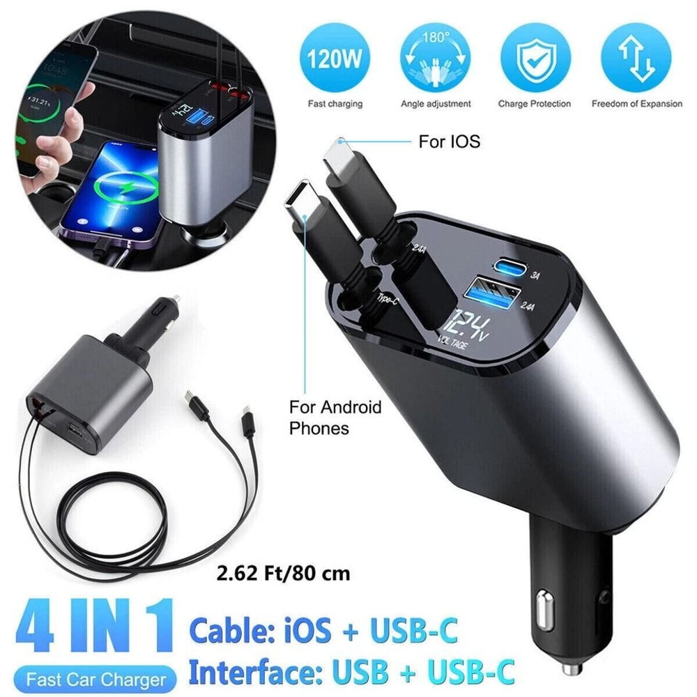 Car Charger Fast Charging Adapter With USB TypeC Dual Ports 1