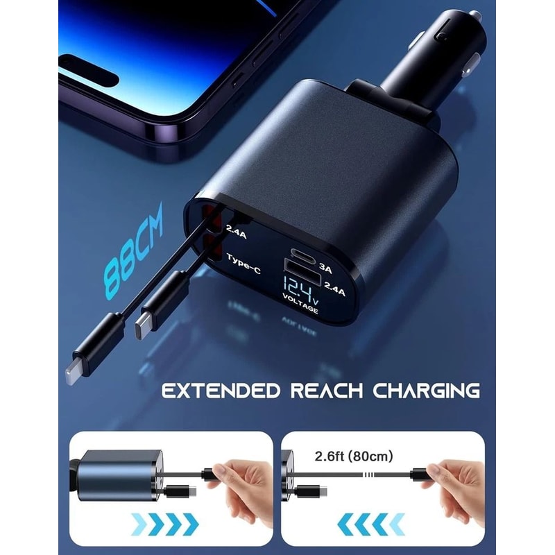 Car Charger Fast Charging Adapter With USB TypeC Dual Ports 16