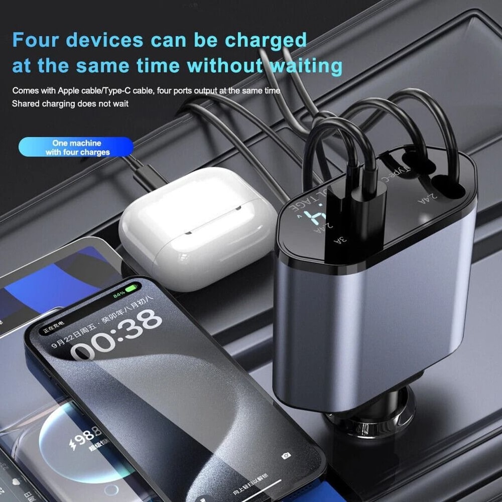 Car Charger Fast Charging Adapter With USB TypeC Dual Ports 5