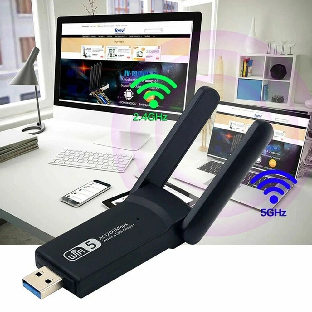 Long Range AC Dual Band 5GHz USB WiFi Adapter With HighGain Antennas 0