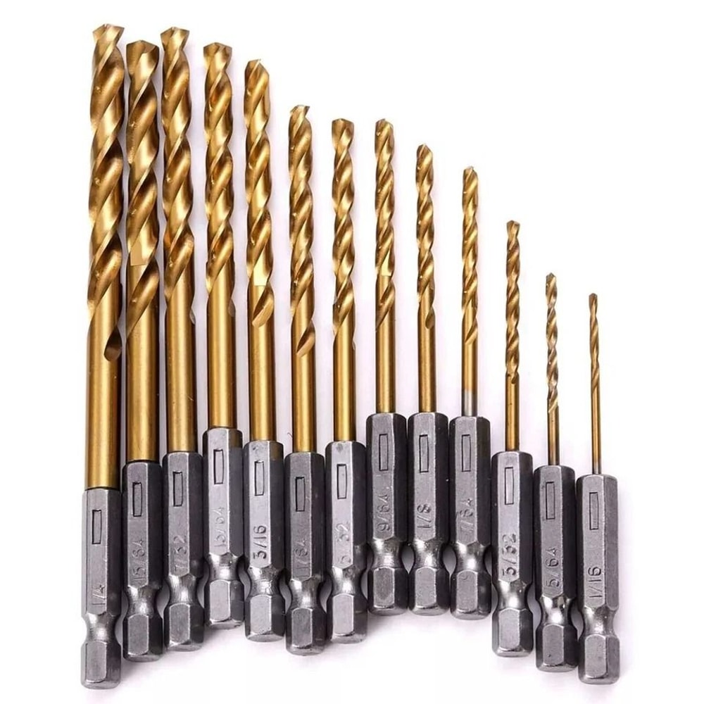HSS Titanium Coated Twist Drill Bit Set With Quick Release Hex Shank For Metal Wood 1