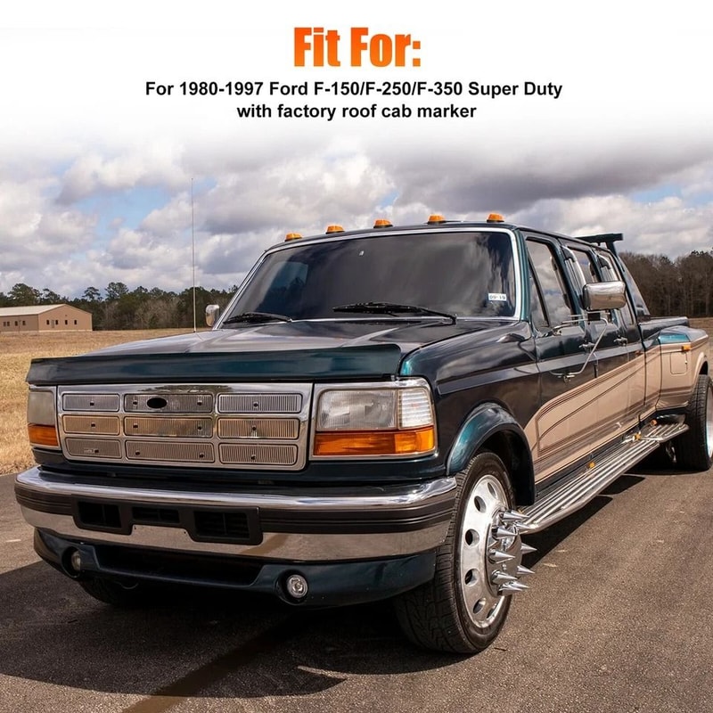 Amber LED Roof Top Cab Marker Lights Kit For Ford 3