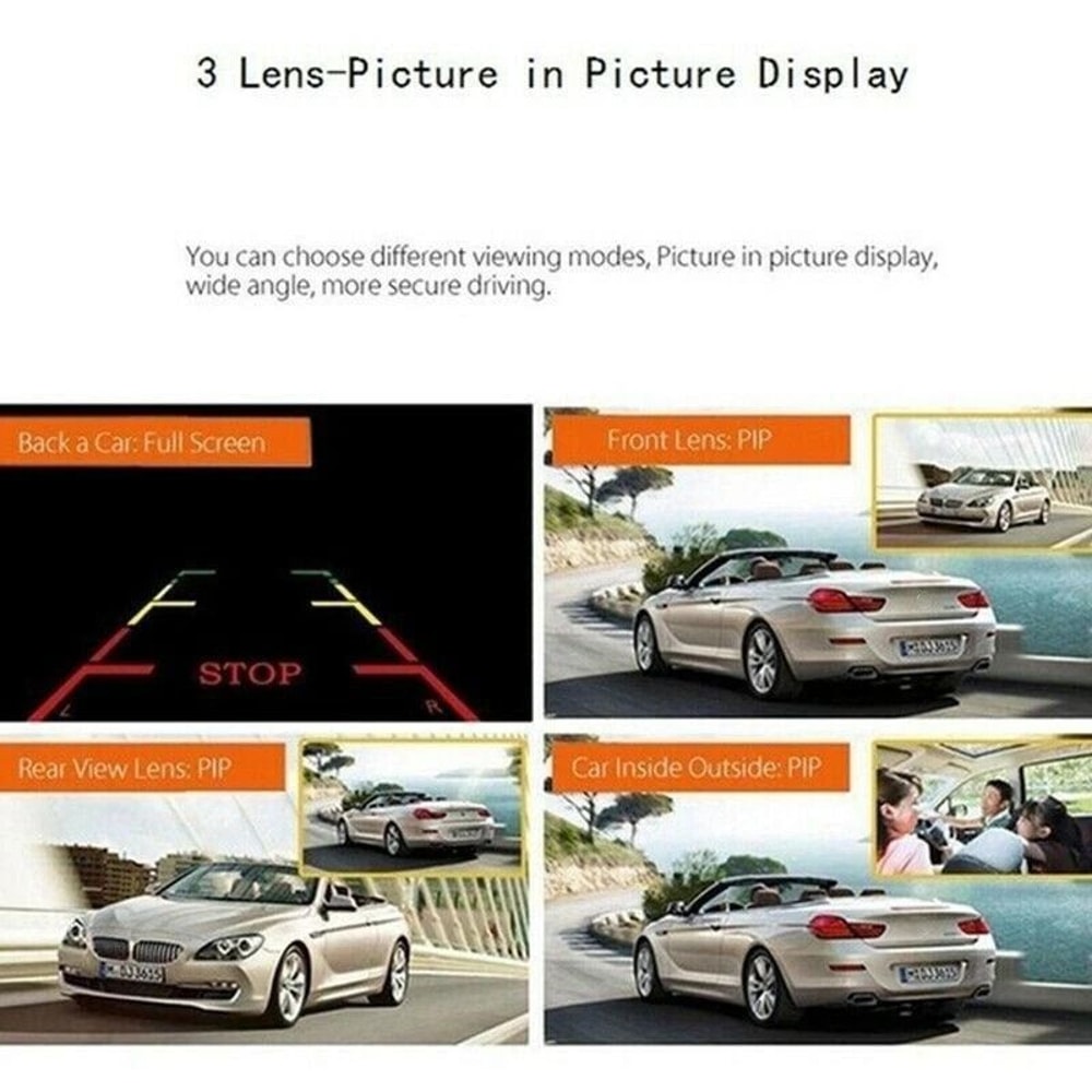 Dual Lens HD Car DVR Dash Cam With GSensor And Rearview Video Recorder 11