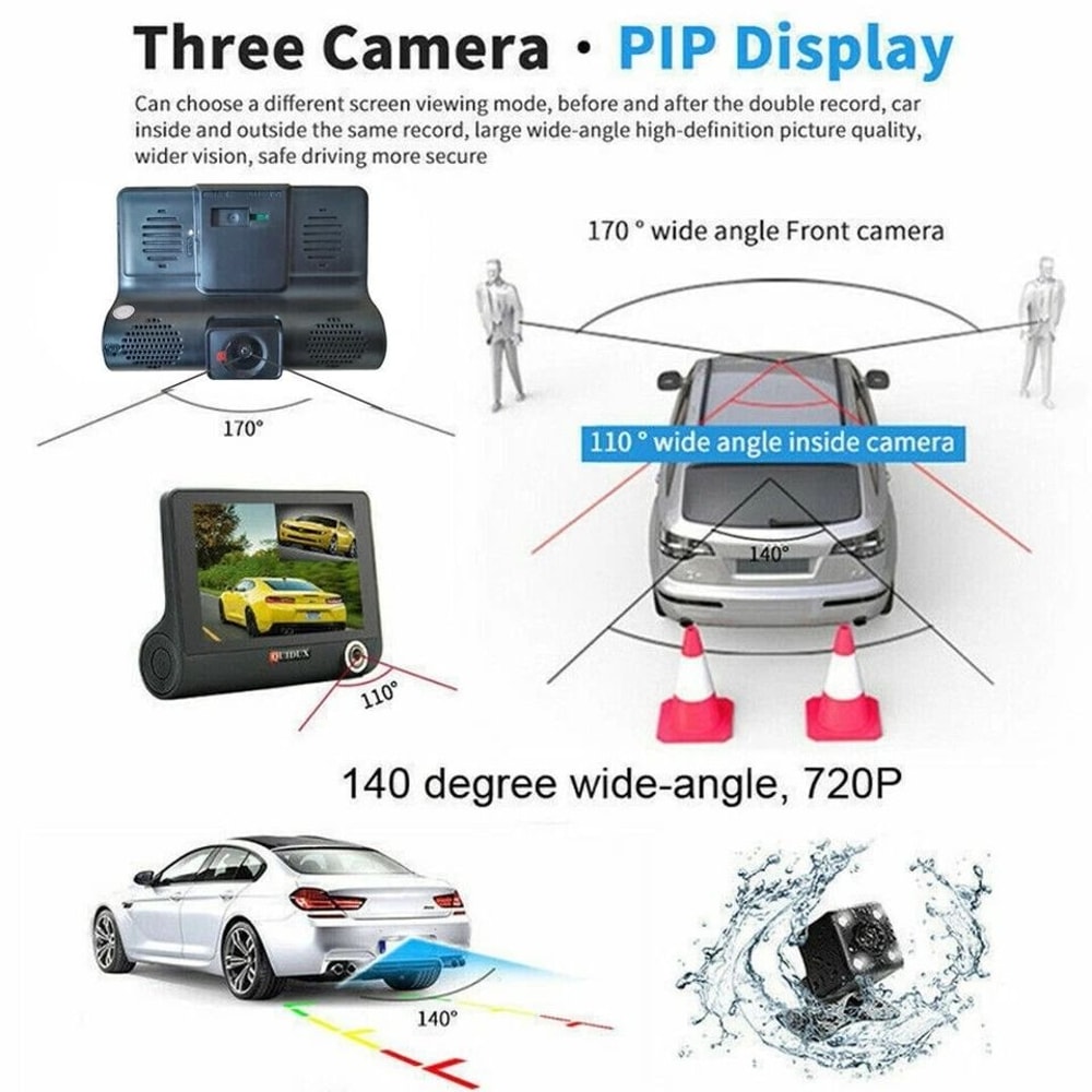 Dual Lens HD Car DVR Dash Cam With GSensor And Rearview Video Recorder 5