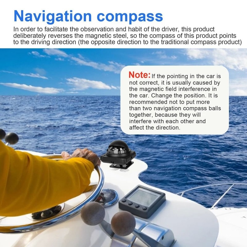 Adjustable Vehicle Dashboard Navigation Compass Ball For Marine Truck Boat 4