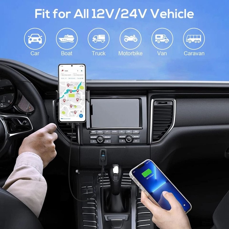 12V24V Dual USB PD Fast Charger Power Outlet For Cars RVs Boats 5