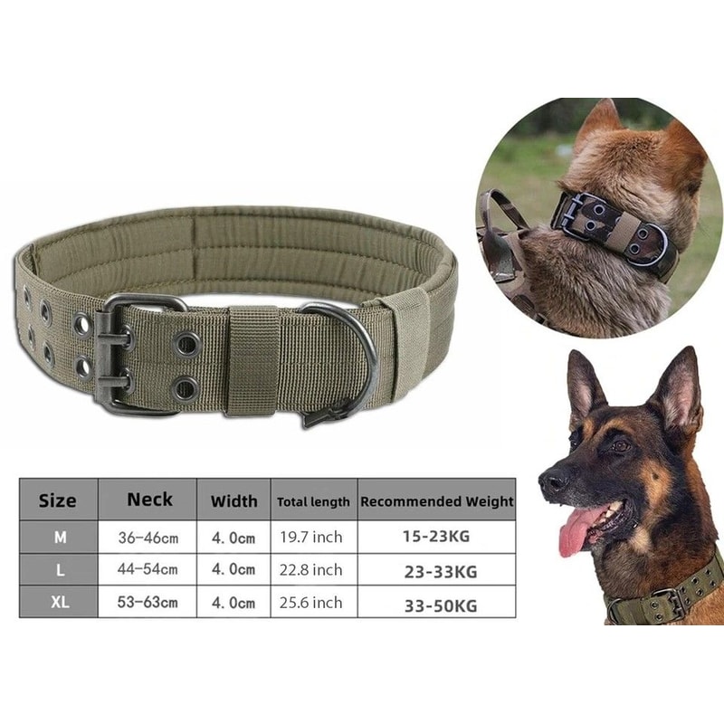 Heavy Duty Tactical Dog Collar For Large Breeds MilitaryGrade K9 Collar With Metal Buckle 3