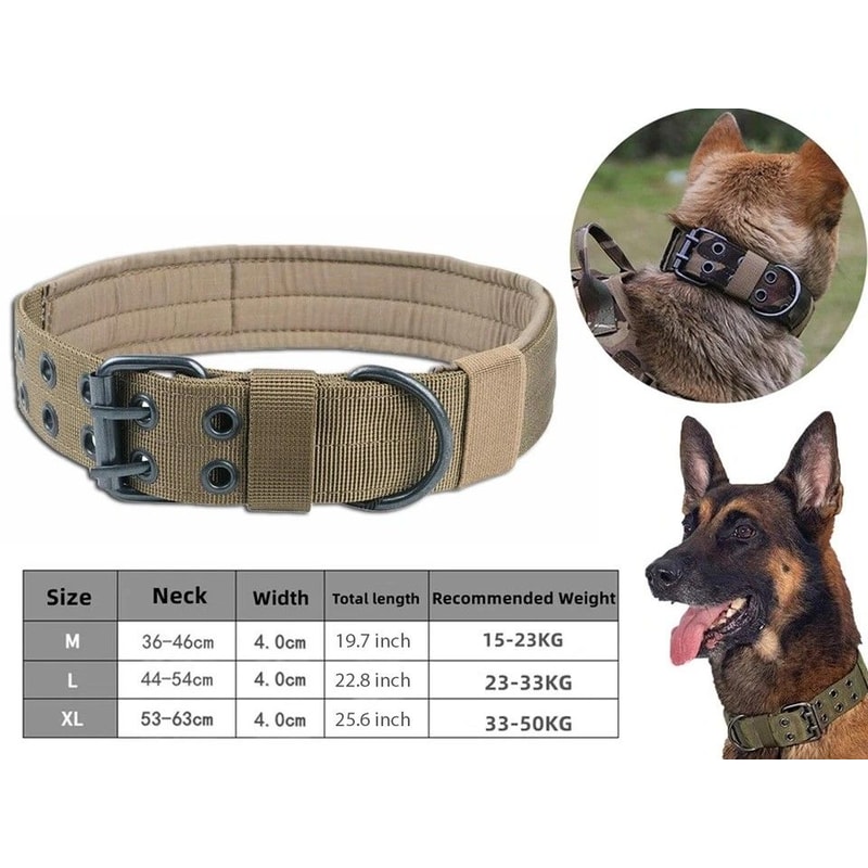 Heavy Duty Tactical Dog Collar For Large Breeds MilitaryGrade K9 Collar With Metal Buckle 2