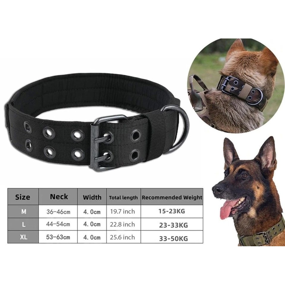 Heavy Duty Tactical Dog Collar For Large Breeds MilitaryGrade K9 Collar With Metal Buckle 1